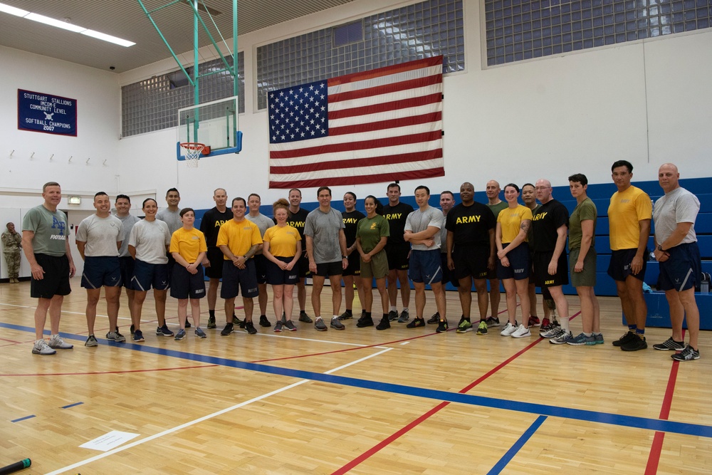 Secretary Esper Works Out With Troops in Stuttgart