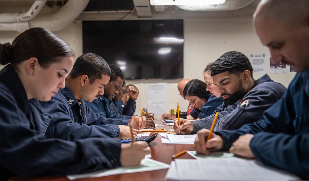 Sailors Take Navywide E-6 Advancement Exam Aboard USS Harpers Ferry