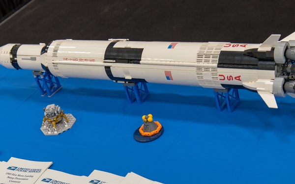 Local postmasters unveil USPS 1969 First Moon Landing Stamps during ceremony on Joint Base Cape Cod