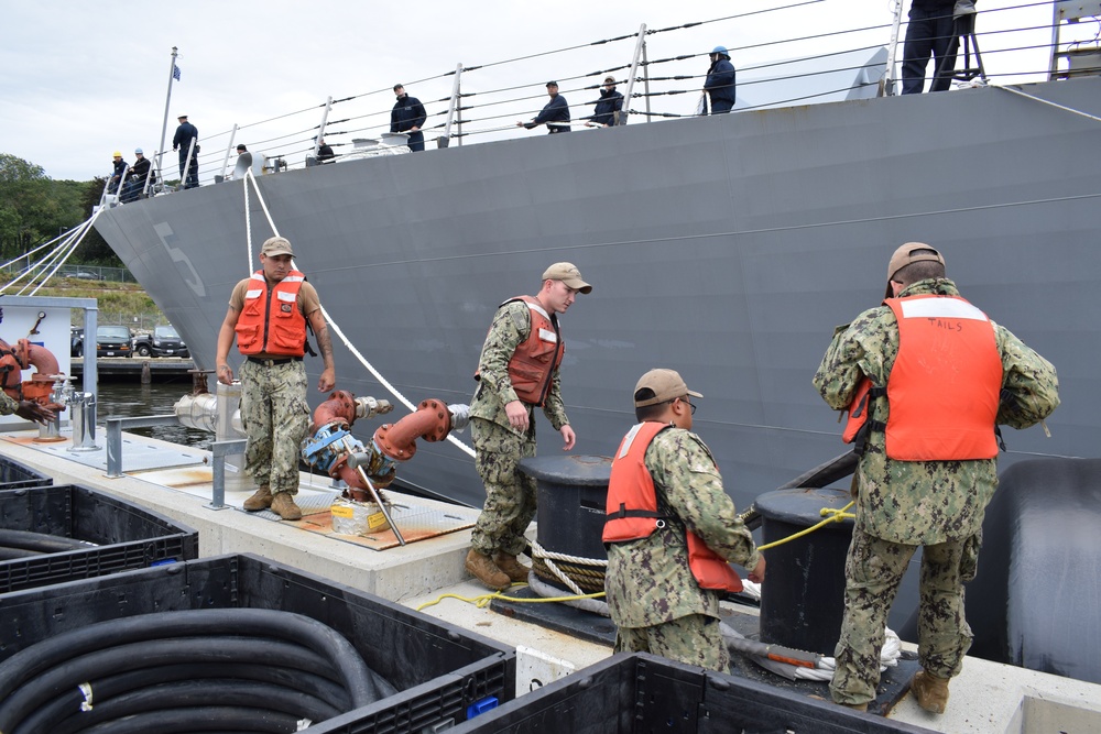 USS Milwaukee (LCS 5) moored at SUBASE New London