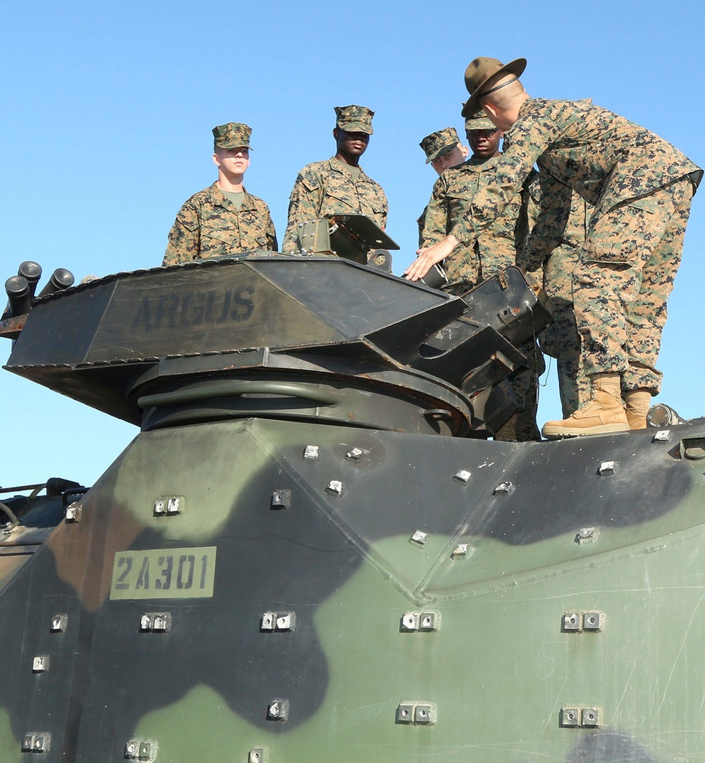 Basic Marine Platoon Receives Period of Instruction on Military Vehicles