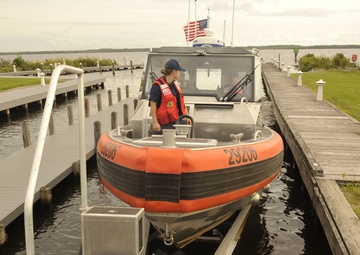 Coast Guard trailers boats in anticipation of Hurricane Dorian
