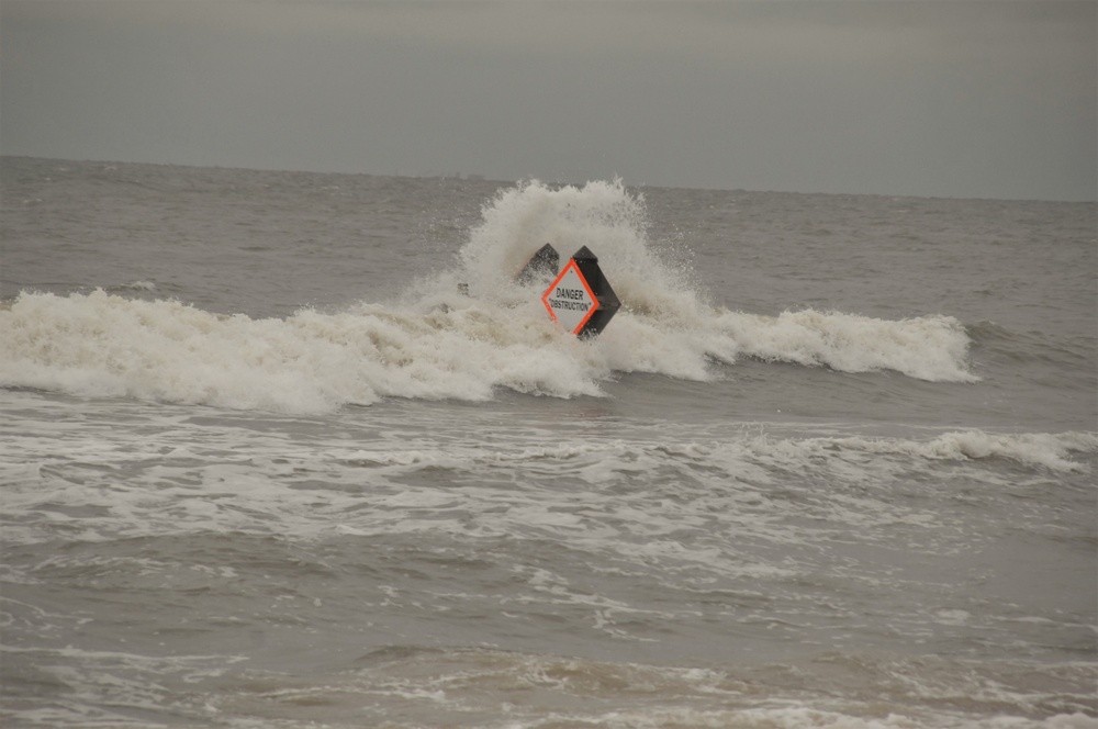 Rough beach conditions in Ocean View section of Norfolk