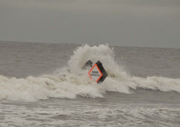 Rough beach conditions in Ocean View section of Norfolk
