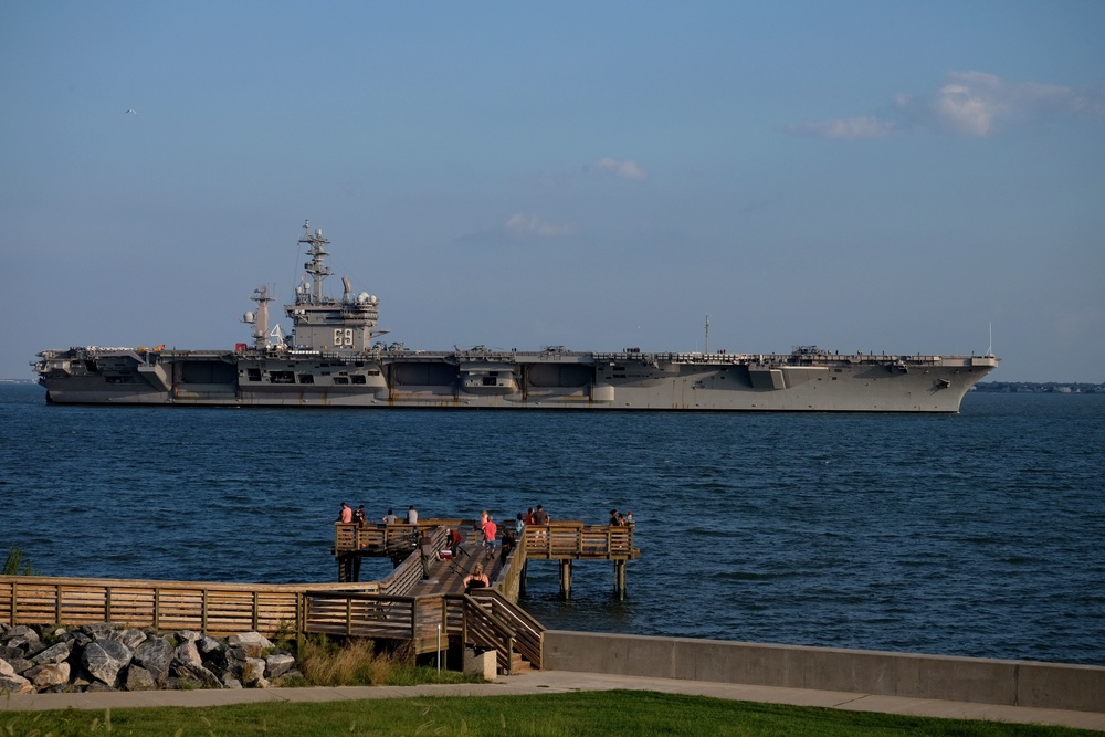 USS Dwight D. Eisenhower (CVN 69) returns to Norfolk from Hurricane Dorian Sortie