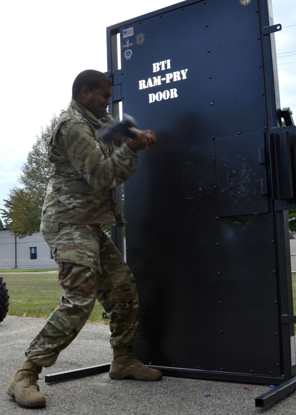 Security Forces Airmen train with specialized tools to force entry