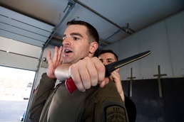 Airmen train using counter-knife tactics