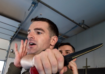 Airmen train using counter-knife tactics
