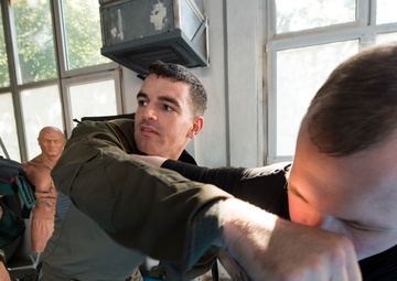 Airmen train using counter-knife tactics