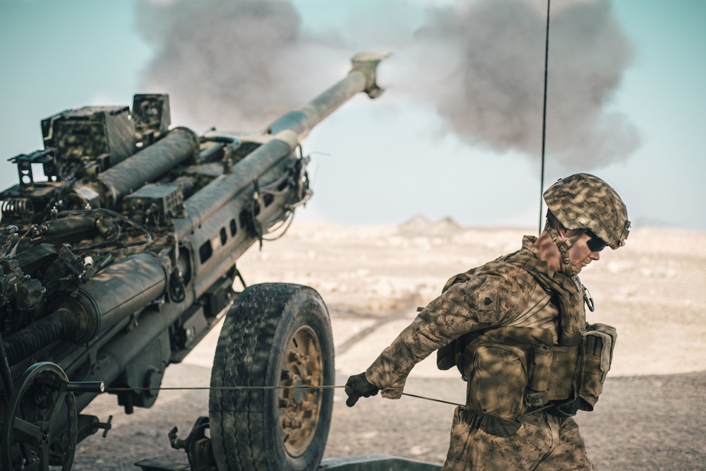 Alpha Battery artillery live-fire at exercise Eager Lion