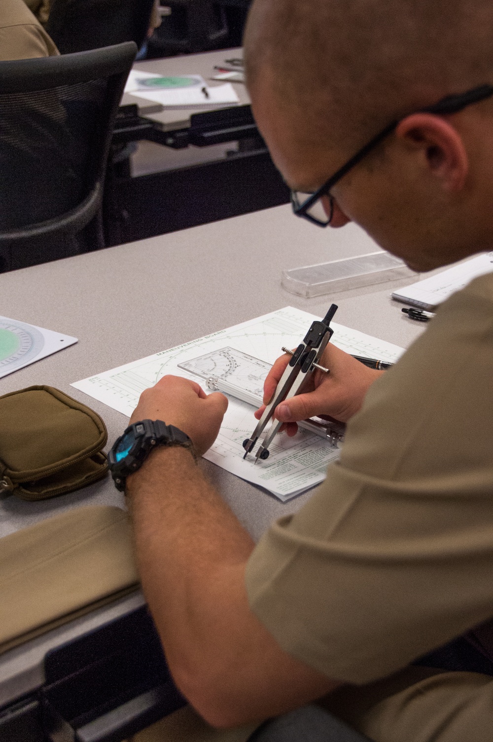 Officer Candidate School (OCS) class 01-20 candidates practice navigation skills as part of their professional education at Officer Training Command (OTCN) in Newport, Rhode Island on Sept. 9, 2019.