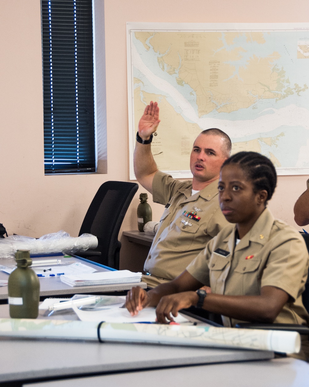 Officer Candidate School (OCS) class 01-20 candidates practice navigation skills as part of their professional education at Officer Training Command (OTCN) in Newport, Rhode Island on Sept. 9, 2019.