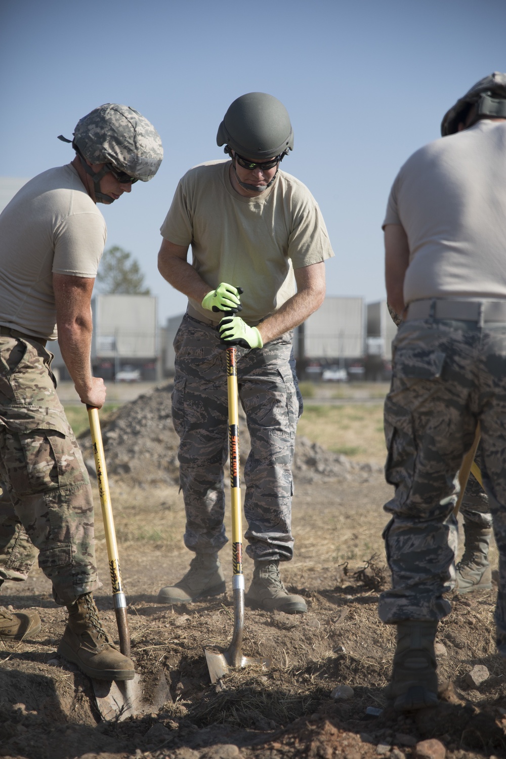 Civil Engineers practice securing installation