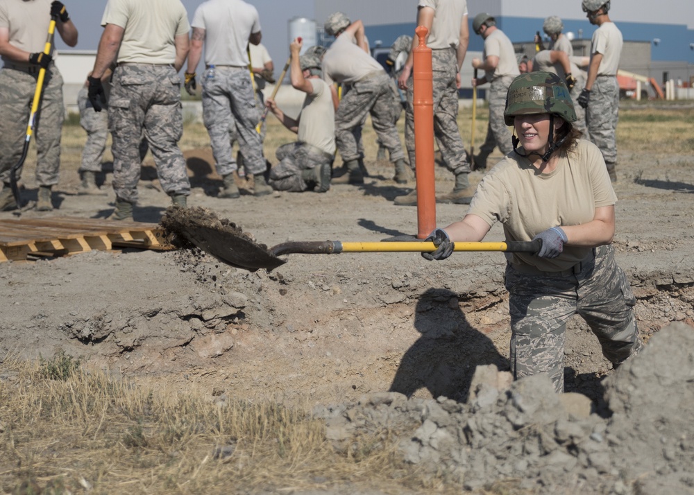 Civil Engineers practice securing installation