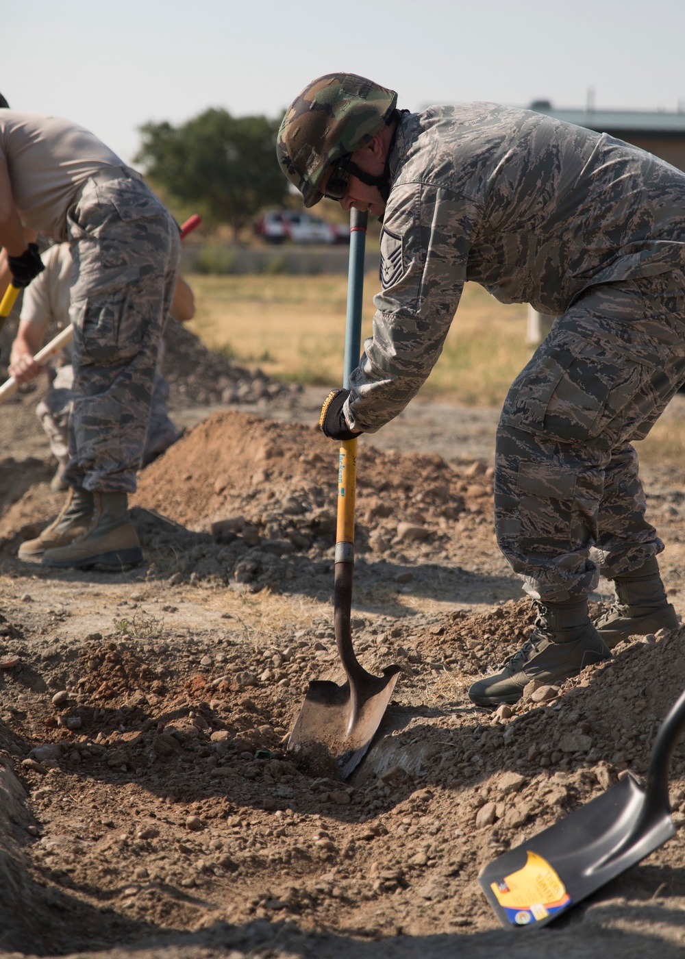 Civil Engineers practice securing installation