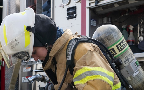 CE Airmen demonstrate fire protection capabilities at JBER