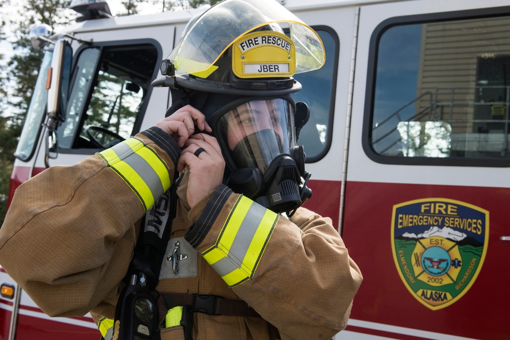 CE Airmen demonstrate fire protection capabilities at JBER