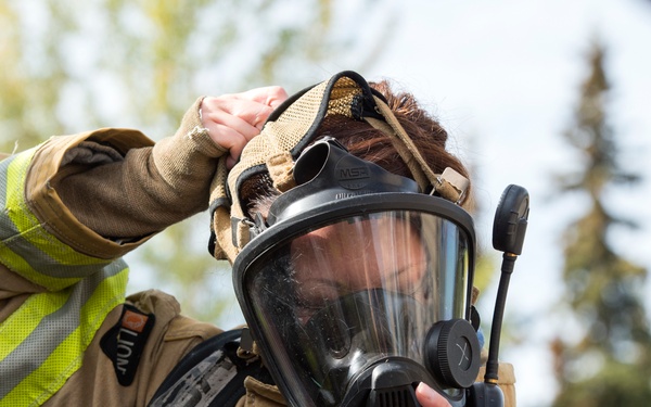 CE Airmen demonstrate fire protection capabilities at JBER