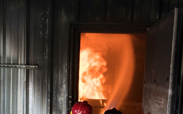 CE Airmen demonstrate fire protection capabilities at JBER