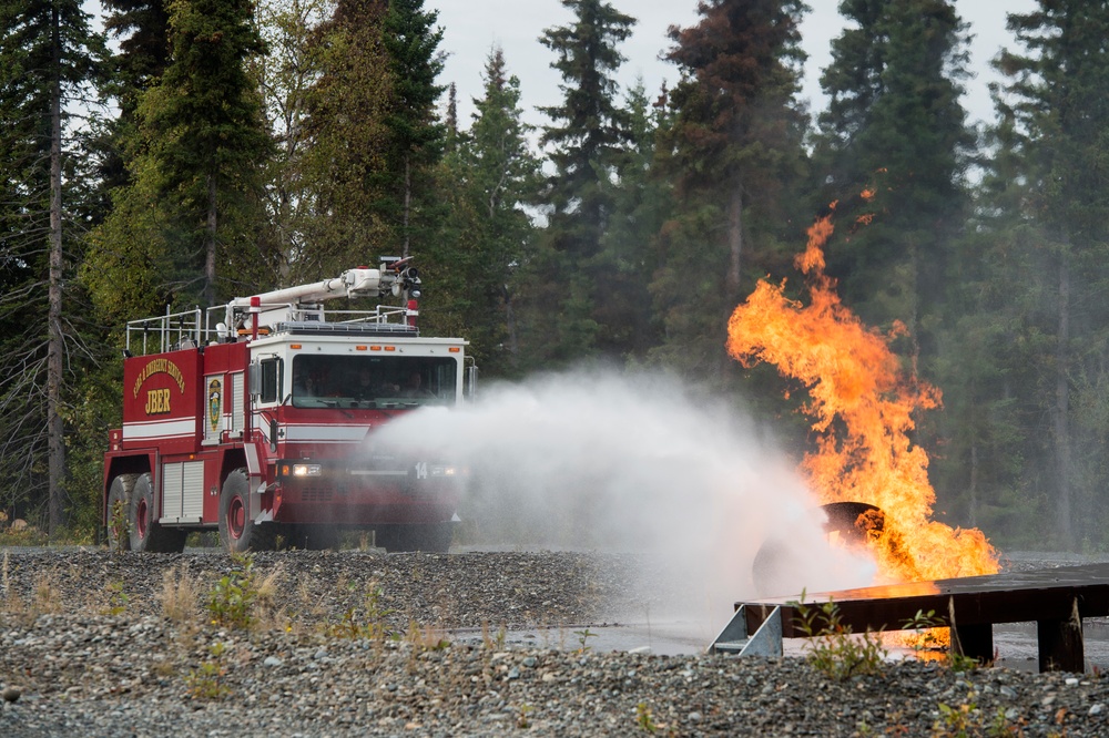 CE Airmen demonstrate fire protection capabilities at JBER