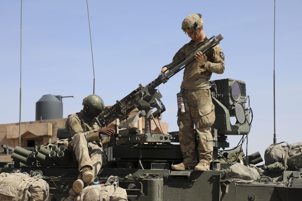 Soldiers from Lancer Brigade prepare for Brigade live-fire at NTC