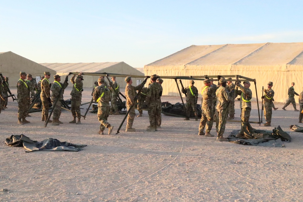 Lancer Soldiers build the brigade command post