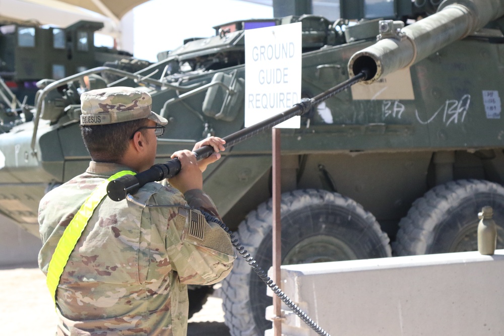 Lancer Soldier gets Stryker validated at MILES yard during NTC