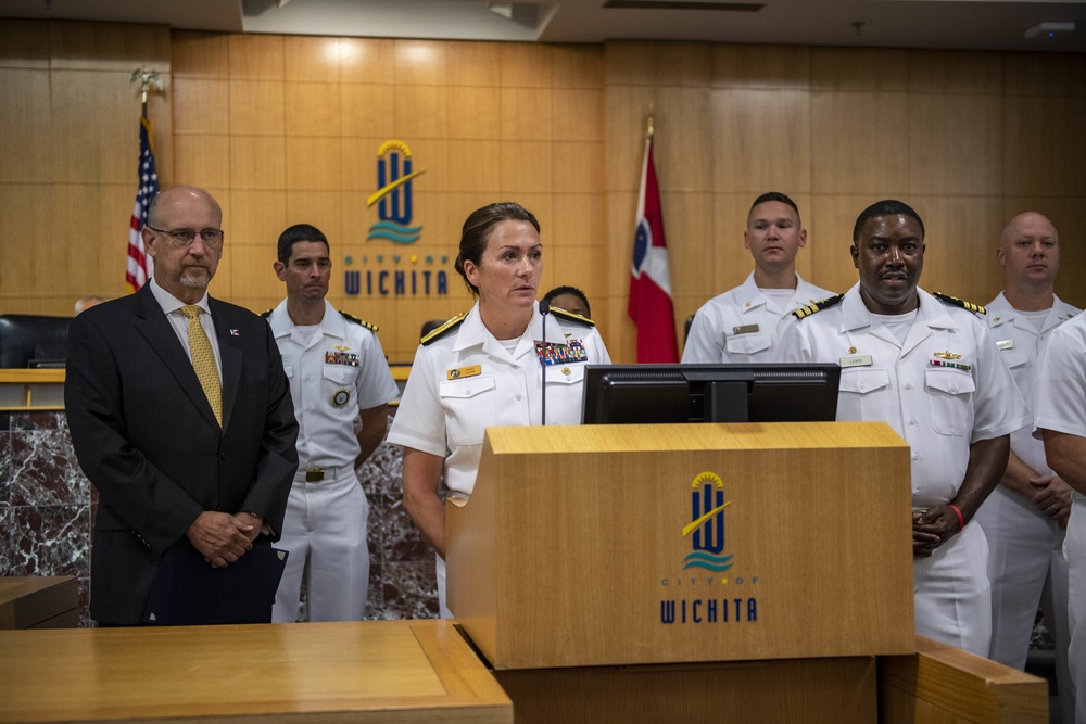Jeff Longwell, Mayor of Wichita, Reads Proclaimation for Wichita Navy Week