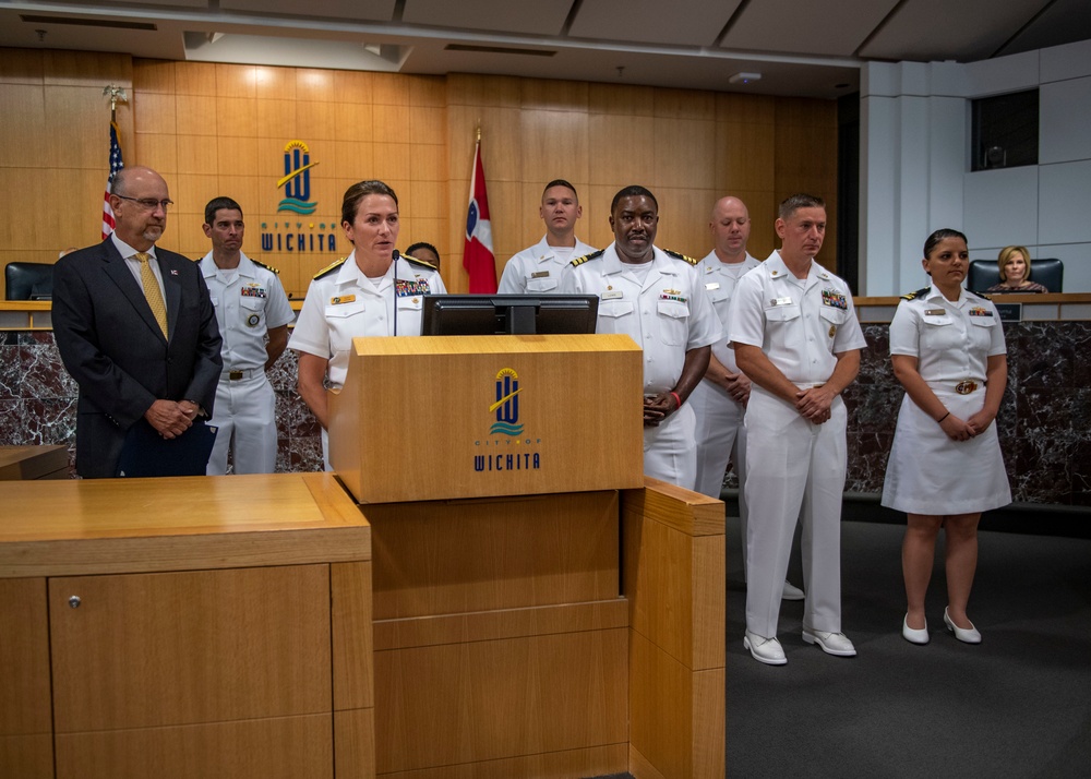 Jeff Longwell, Mayor of Wichita, Reads Proclaimation for Wichita Navy Week
