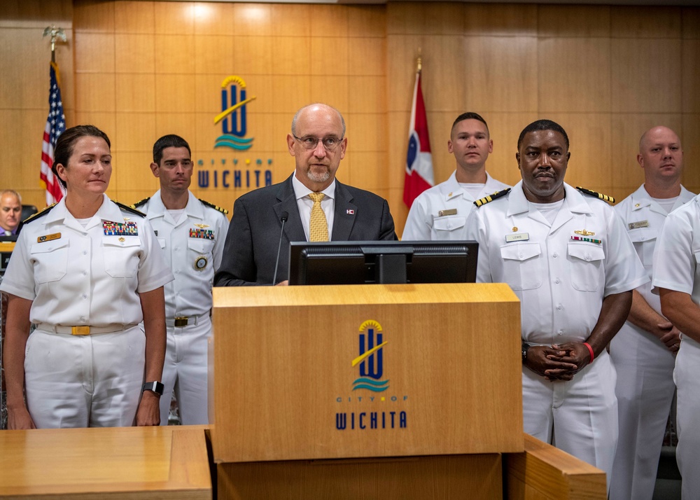 Jeff Longwell, Mayor of Wichita, Reads Proclamation for Wichita Navy Week