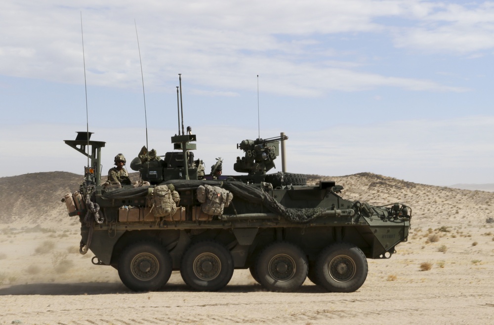 Lancer Stryker on the move at NTC