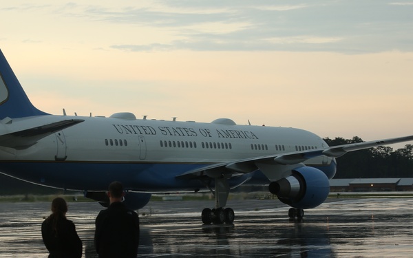 President Trump lands at Marine Corps Air Station Cherry Point