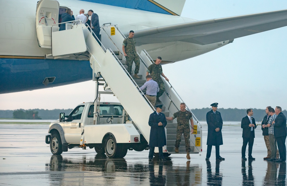 President Trump lands at Marine Corps Air Station Cherry Point