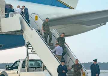 President Trump lands at Marine Corps Air Station Cherry Point