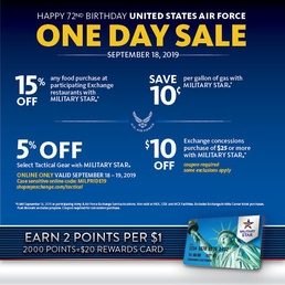 Exchange Celebrates 72nd Air Force Birthday with Special Offers