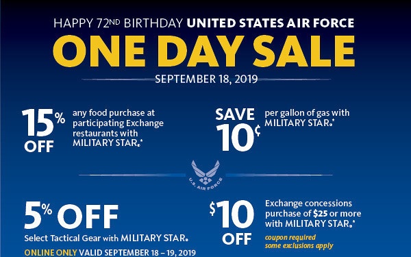 Exchange Celebrates 72nd Air Force Birthday with Special Offers Sept. 18