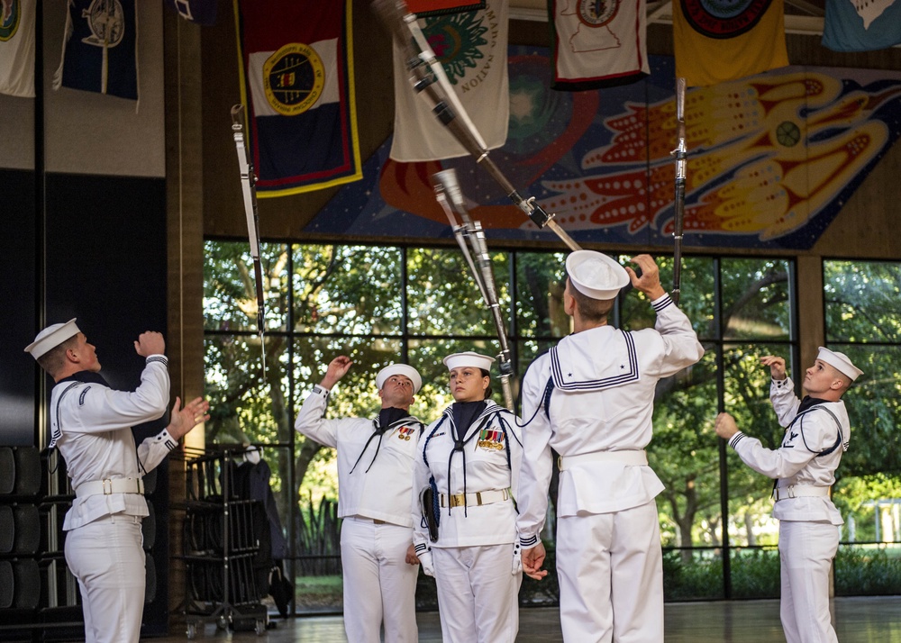 Navy Ceremonial Guard Drill Team Performs at Mid-America All-Indian Center During Wichita Navy Week