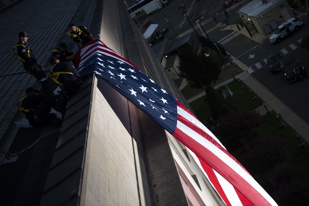 Pentagon Unfurls American Flag in Honor of 9/11 Victims