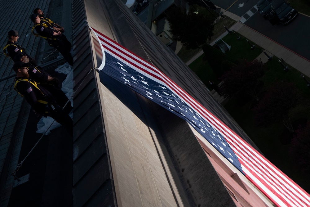 Pentagon Unfurls American Flag in Honor of 9/11 Victims