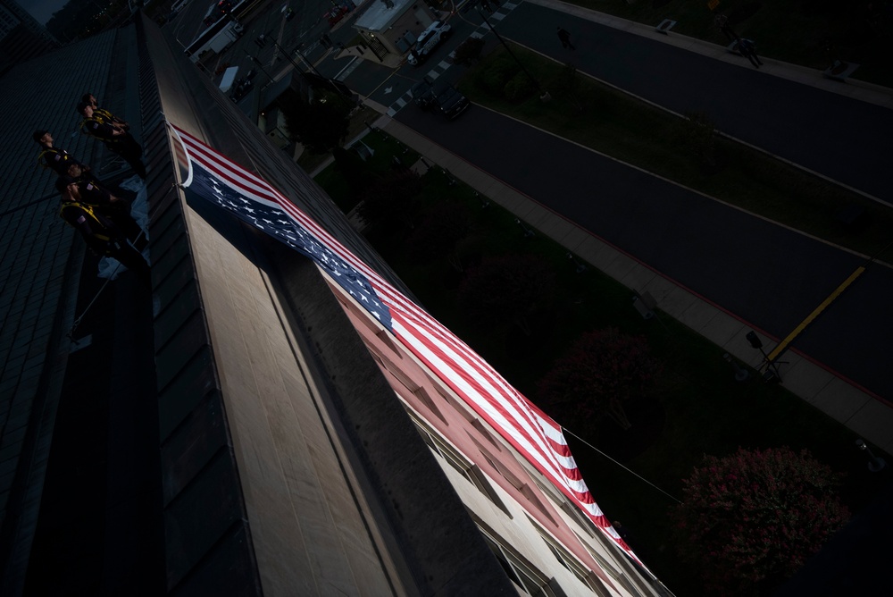 Pentagon Unfurls American Flag in Honor of 9/11 Victims