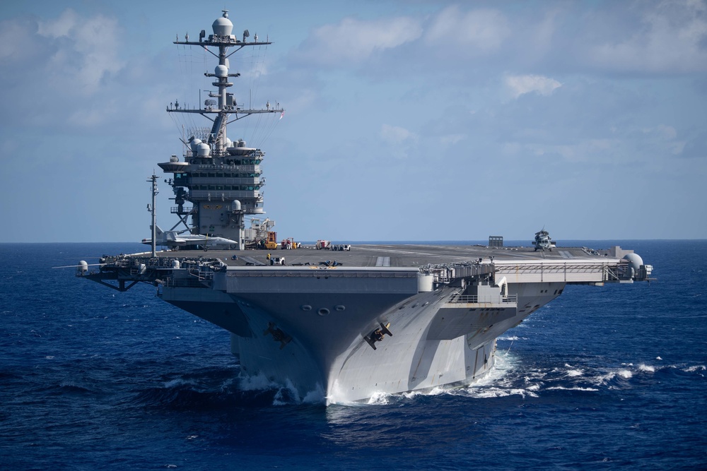 U.S. Navy ships sail as part of a Commander, U.S. 2nd Fleet ordered sortie ahead of Hurricane Dorian