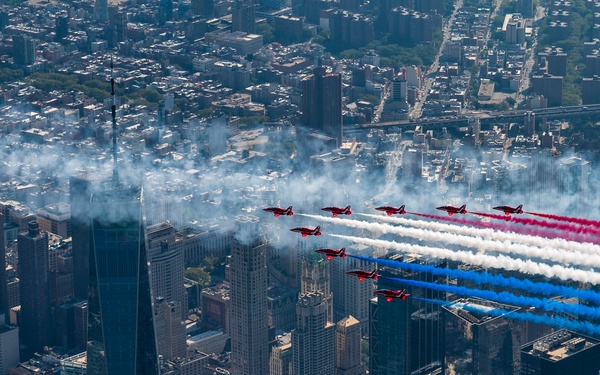 Multinational flyover Hudson River