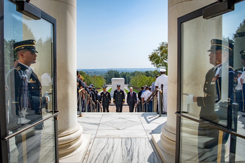 Arlington County Fire Department Participates in an Army Honors Wreath-Laying at the Tomb of the Unknown Soldier