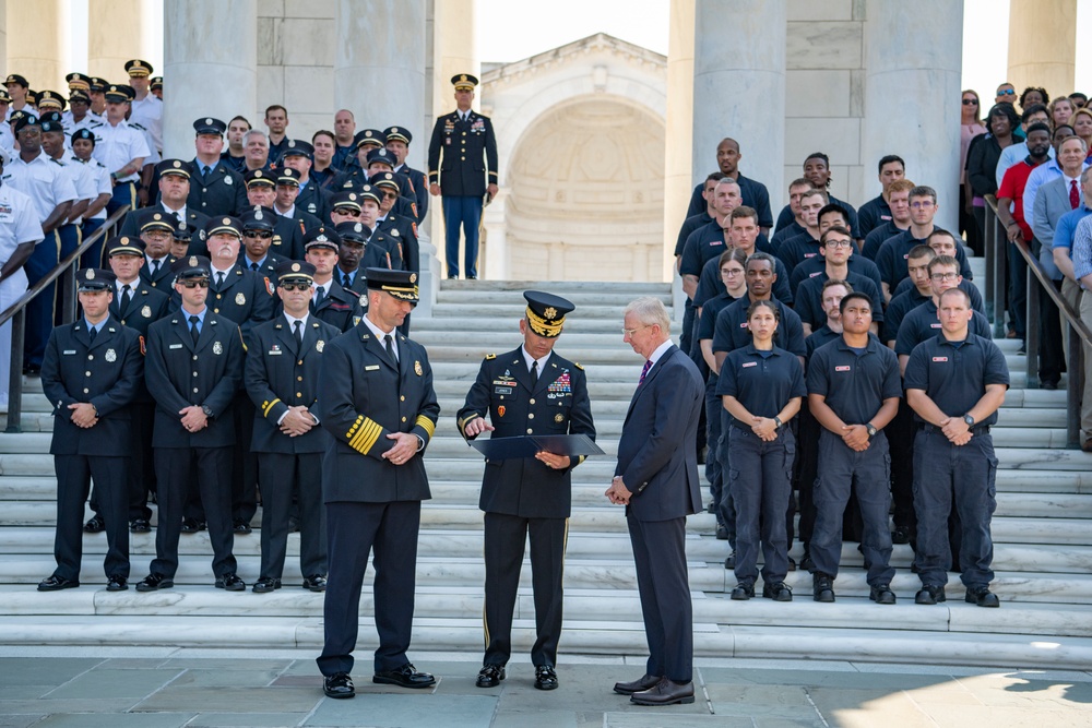 Arlington County Fire Department Participates in an Army Honors Wreath-Laying at the Tomb of the Unknown Soldier