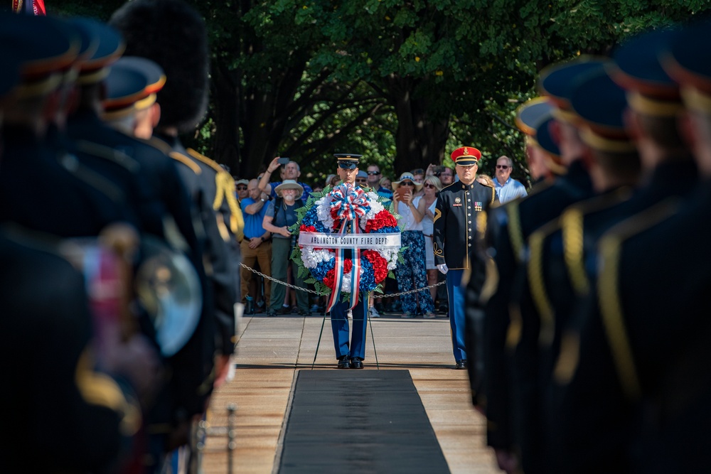 Arlington County Fire Department Participates in an Army Honors Wreath-Laying at the Tomb of the Unknown Soldier