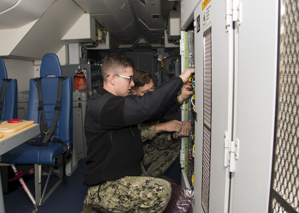 VP-46 Sailors inspect and receive first P-8A Poseidon