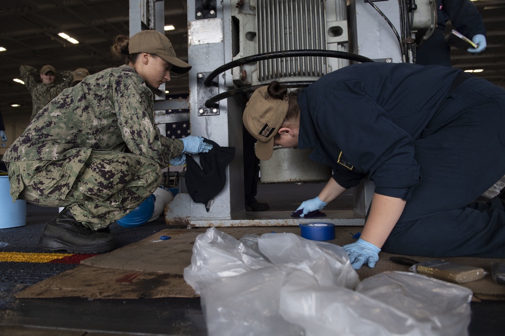 Nimitz Sailors Clean Equipment