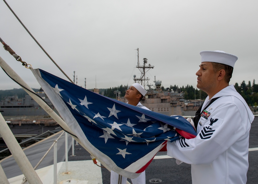 Nimitz Sailors Observe Morning Colors on 9/11