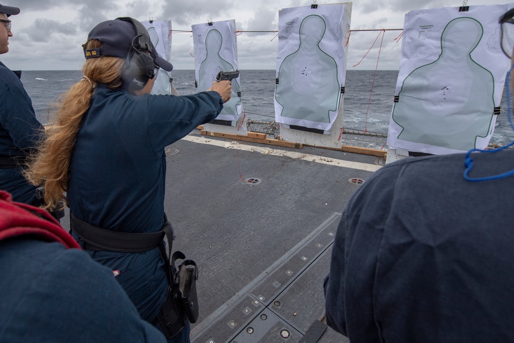 USS MOMSEN Conducts Live Fire Gun Shoot at Sea