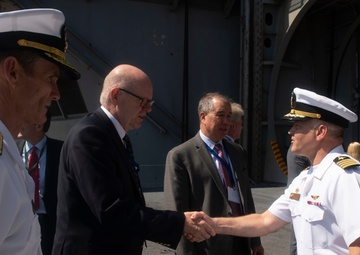 Capt. Randy Peck greets distinguished visitor
